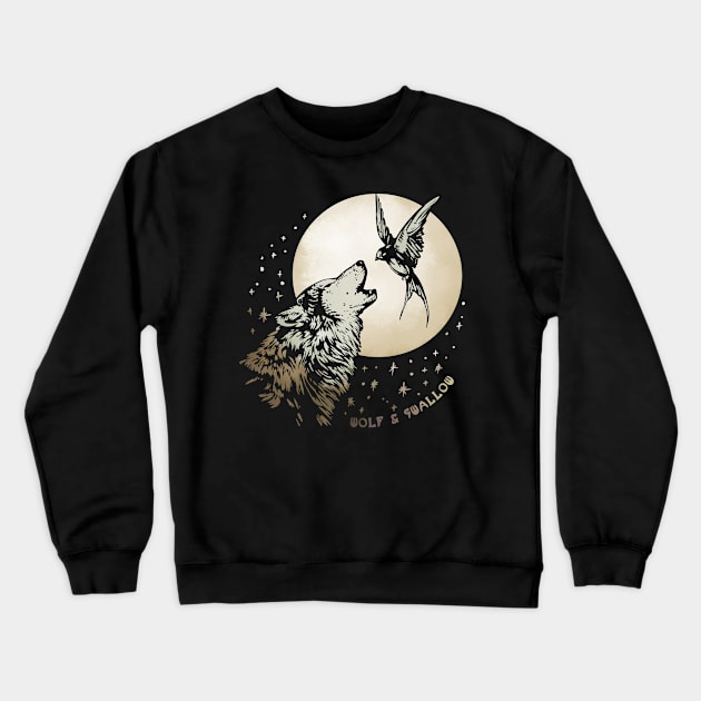 Wolf & Swallow - Moonlight Serenade [GOLD] Crewneck Sweatshirt by Lix